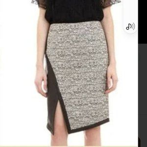 Marissa Webb tweed/ leather pockets sparkle As seen on TV skirt Sz 2